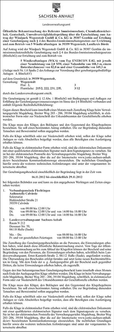 Volksstimme 15.11.2012